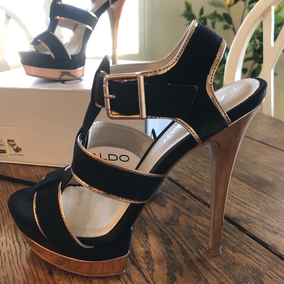 aldo rose gold platform sandals